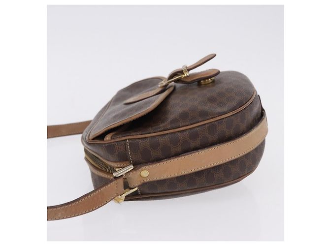 Céline Borsa a Spalla CELINE Macadam Canvas PVC Pelle Marrone Oro Auth BA14313 D'oro - vista 4