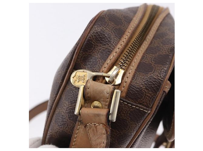 Céline Borsa a Spalla CELINE Macadam Canvas PVC Pelle Marrone Oro Auth BA14313 D'oro - vista 9