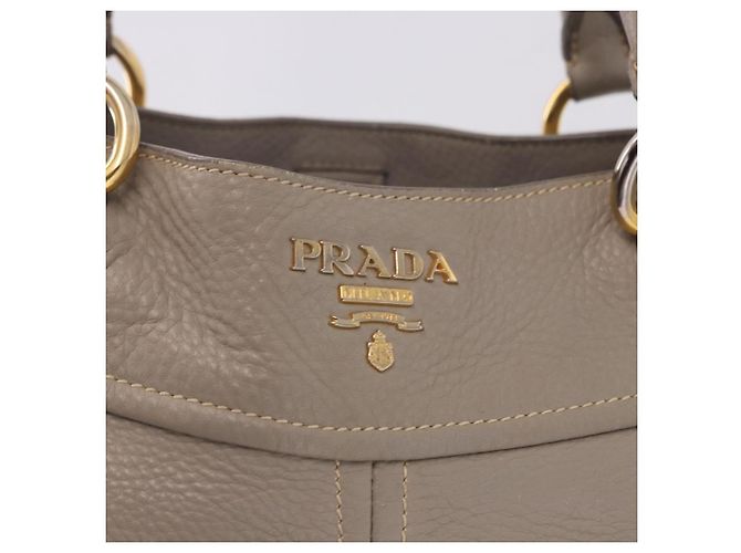 Borsa PRADA in pelle 2way Grigio Oro Auth bs36168 Marrone D'oro - vista 19