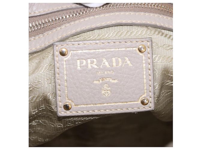 Borsa PRADA in pelle 2way Grigio Oro Auth bs36168 Marrone D'oro - vista 21