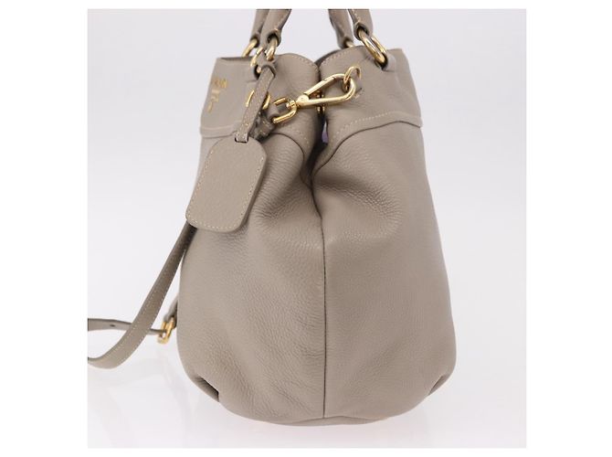 Borsa PRADA in pelle 2way Grigio Oro Auth bs36168 Marrone D'oro - vista 3