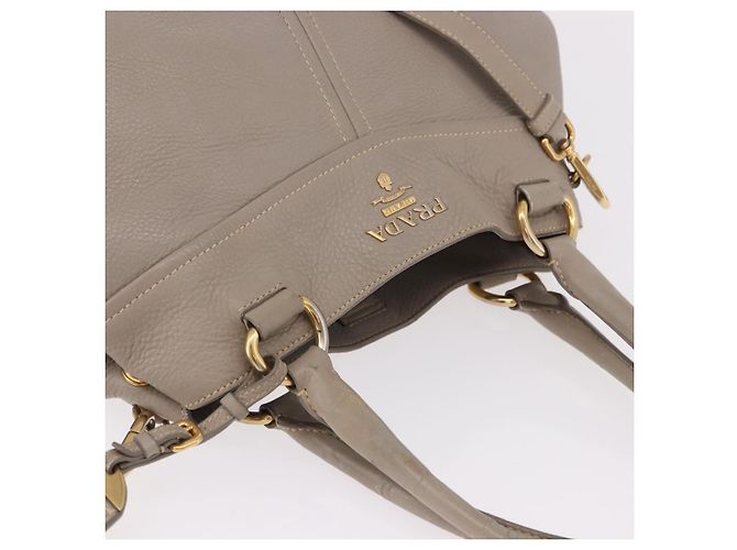 Borsa PRADA in pelle 2way Grigio Oro Auth bs36168 Marrone D'oro - vista 6