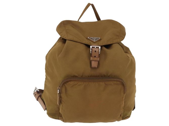Zaino PRADA Nylon Marrone Argento Auth 191597 - vista 13