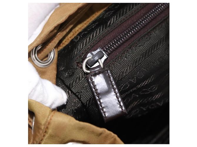 Zaino PRADA Nylon Marrone Argento Auth 191597 - vista 25