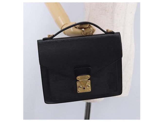 LOUIS VUITTON Epi Monceau 28 Hand Bag Black M52122 LV Auth ka5284 Preto - vista 25