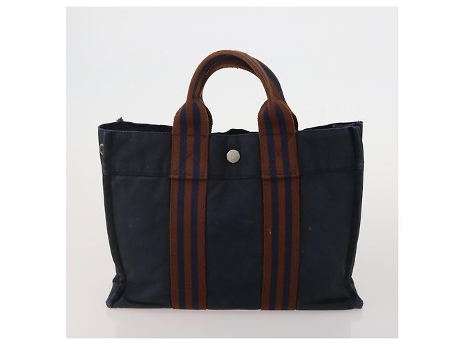 Hermès Borsa HERMES Canvas 2 Set Black Navy Auth fm5415 Nero Blu navy - vista 2