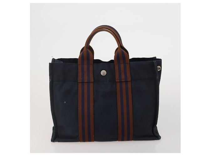 Hermès Borsa HERMES Canvas 2 Set Black Navy Auth fm5415 Nero Blu navy - vista 3