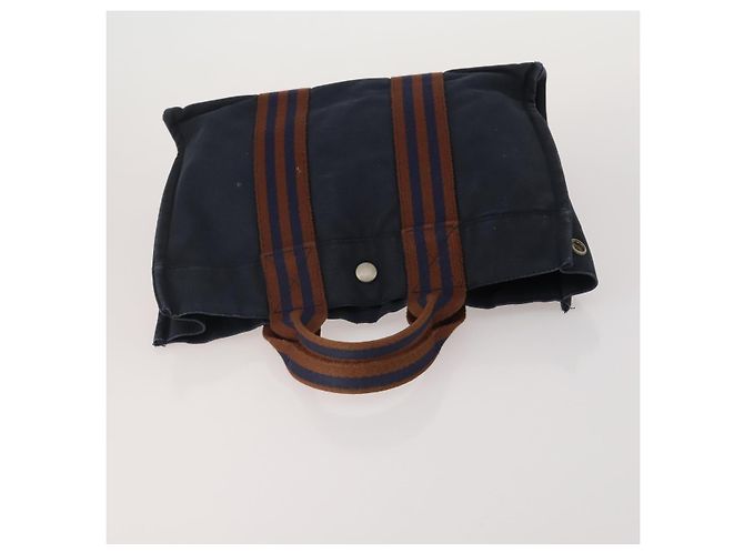 Hermès Borsa HERMES Canvas 2 Set Black Navy Auth fm5415 Nero Blu navy - vista 5