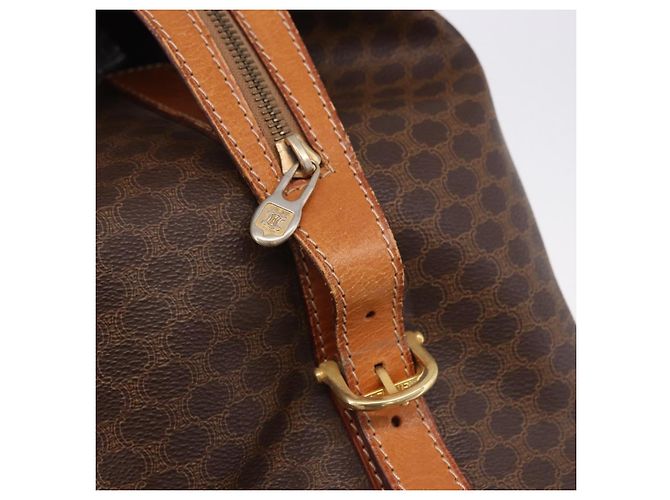 Céline CELINE Borsa Boston in Tela Macadam PVC Pelle Marrone Oro Auth bs36062 D'oro - vista 10