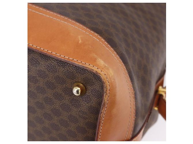 Céline CELINE Borsa Boston in Tela Macadam PVC Pelle Marrone Oro Auth bs36062 D'oro - vista 15