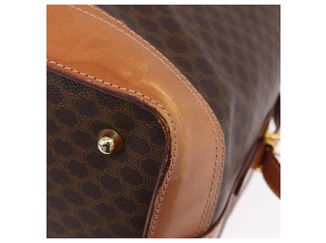 Céline CELINE Borsa Boston in Tela Macadam PVC Pelle Marrone Oro Auth bs36062 D'oro - vista 17