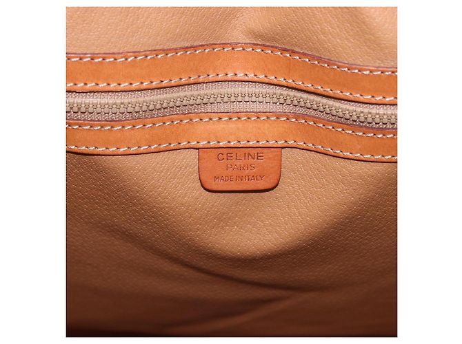 Céline CELINE Borsa Boston in Tela Macadam PVC Pelle Marrone Oro Auth bs36062 D'oro - vista 19