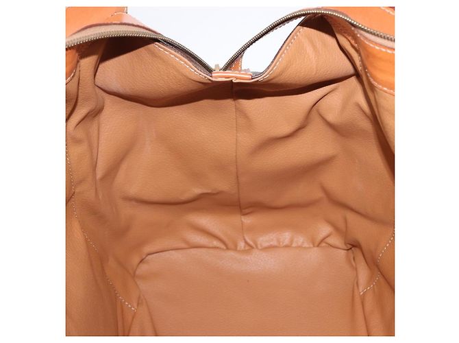 Céline CELINE Borsa Boston in Tela Macadam PVC Pelle Marrone Oro Auth bs36062 D'oro - vista 20