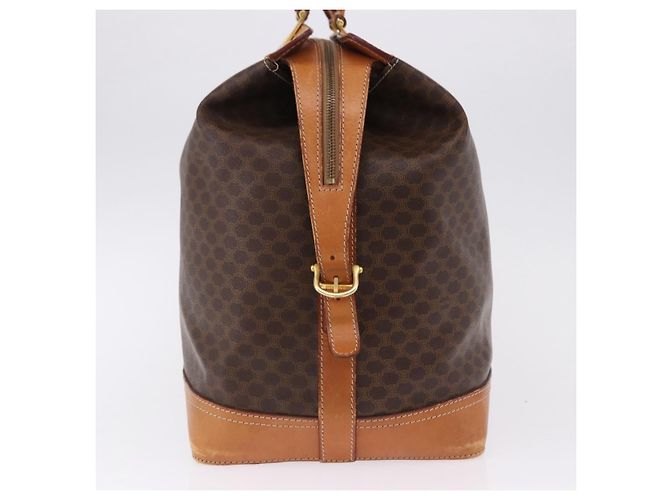 Céline CELINE Borsa Boston in Tela Macadam PVC Pelle Marrone Oro Auth bs36062 D'oro - vista 3