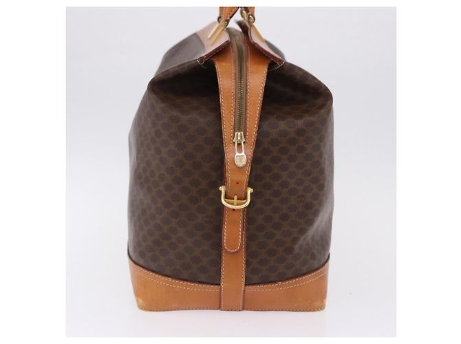 Céline CELINE Borsa Boston in Tela Macadam PVC Pelle Marrone Oro Auth bs36062 D'oro - vista 4