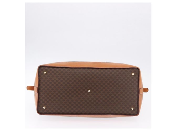 Céline CELINE Borsa Boston in Tela Macadam PVC Pelle Marrone Oro Auth bs36062 D'oro - vista 5