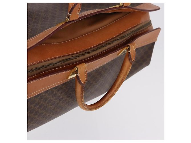 Céline CELINE Borsa Boston in Tela Macadam PVC Pelle Marrone Oro Auth bs36062 D'oro - vista 6