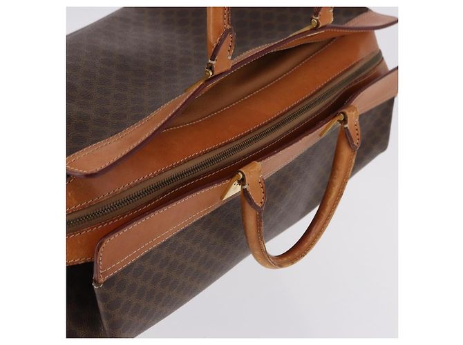 Céline CELINE Borsa Boston in Tela Macadam PVC Pelle Marrone Oro Auth bs36062 D'oro - vista 7