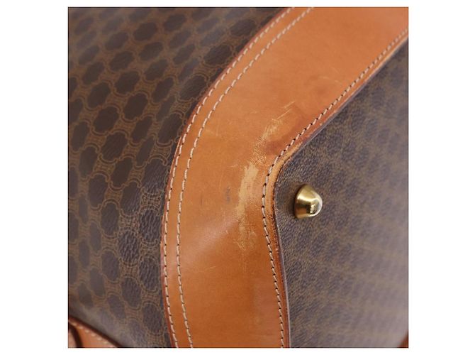 Céline CELINE Borsa Boston in Tela Macadam PVC Pelle Marrone Oro Auth bs36062 D'oro - vista 9