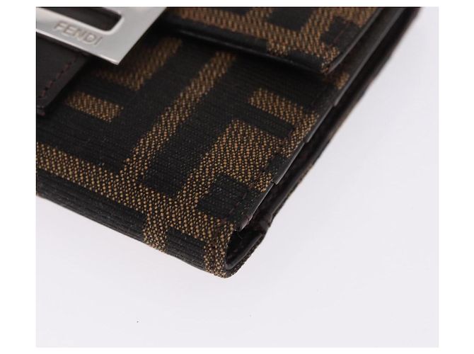 FENDI Zucca Canvas Mamma Baguette Wallet Black Brown Auth 193019V Marrone Nero - vista 14