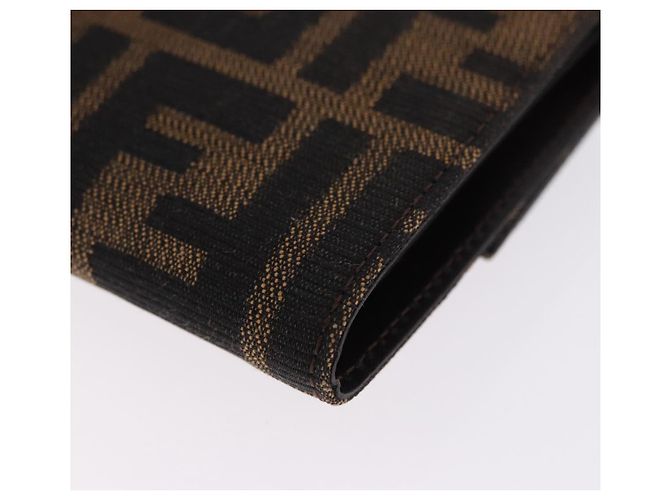 FENDI Zucca Canvas Mamma Baguette Wallet Black Brown Auth 193019V Marrone Nero - vista 16