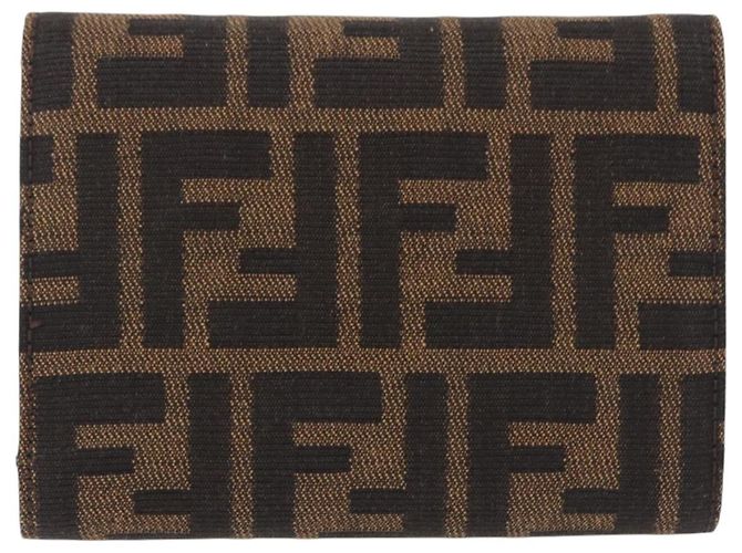 FENDI Zucca Canvas Mamma Baguette Wallet Black Brown Auth 193019V Marrone Nero - vista 2
