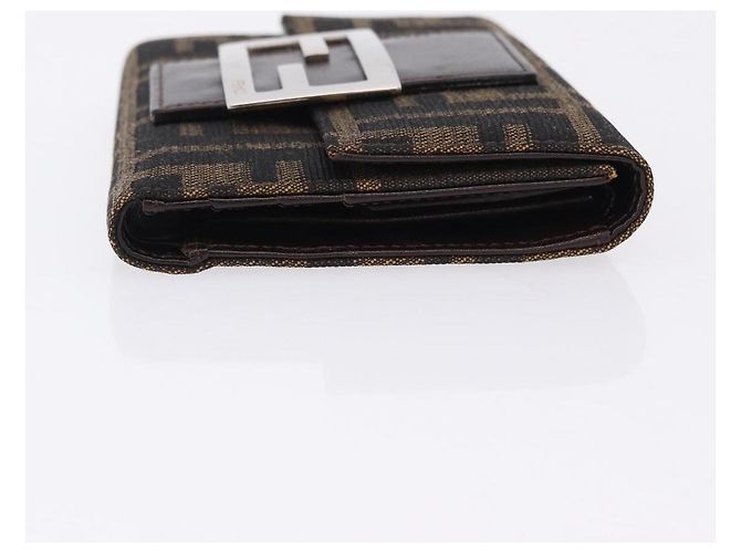 FENDI Zucca Canvas Mamma Baguette Wallet Black Brown Auth 193019V Marrone Nero - vista 3