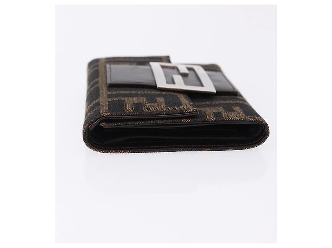 FENDI Zucca Canvas Mamma Baguette Wallet Black Brown Auth 193019V Marrone Nero - vista 4