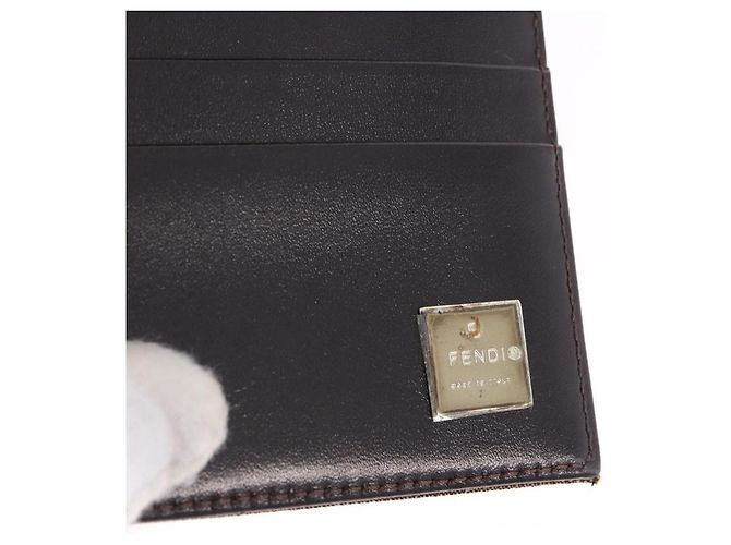FENDI Zucca Canvas Mamma Baguette Wallet Black Brown Auth 193019V Marrone Nero - vista 9
