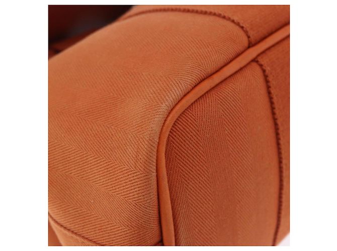 Hermès Borsa HERMES Valparaiso PM in tela e pelle Arancione Argento Auth BA14369 - vista 10