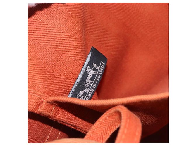 Hermès Borsa HERMES Valparaiso PM in tela e pelle Arancione Argento Auth BA14369 - vista 14