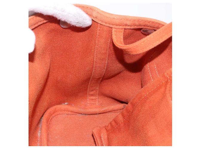 Hermès Borsa HERMES Valparaiso PM in tela e pelle Arancione Argento Auth BA14369 - vista 17