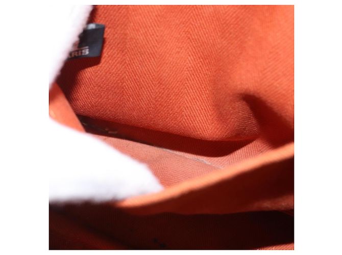 Hermès Borsa HERMES Valparaiso PM in tela e pelle Arancione Argento Auth BA14369 - vista 18