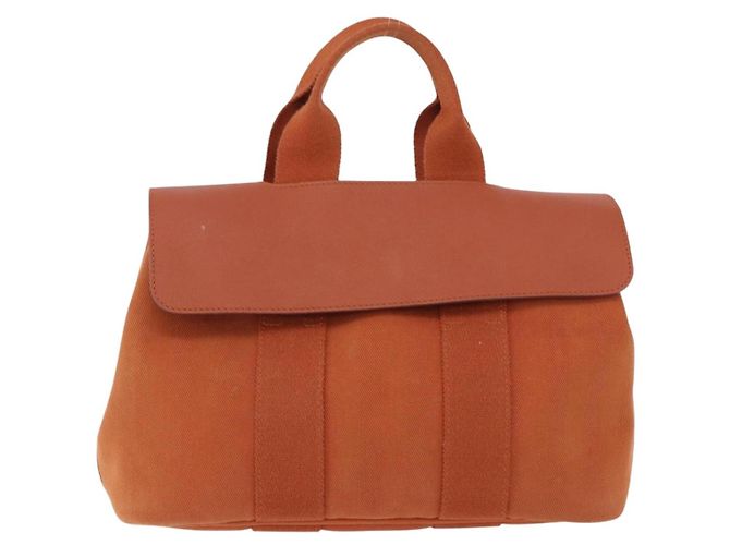 Hermès Borsa HERMES Valparaiso PM in tela e pelle Arancione Argento Auth BA14369 - vista 2