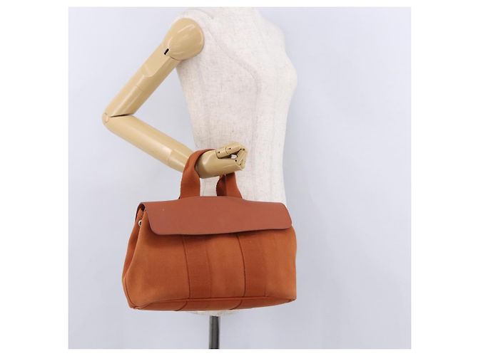 Hermès Borsa HERMES Valparaiso PM in tela e pelle Arancione Argento Auth BA14369 - vista 20