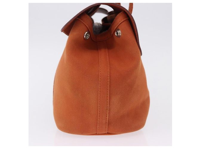 Hermès Borsa HERMES Valparaiso PM in tela e pelle Arancione Argento Auth BA14369 - vista 4