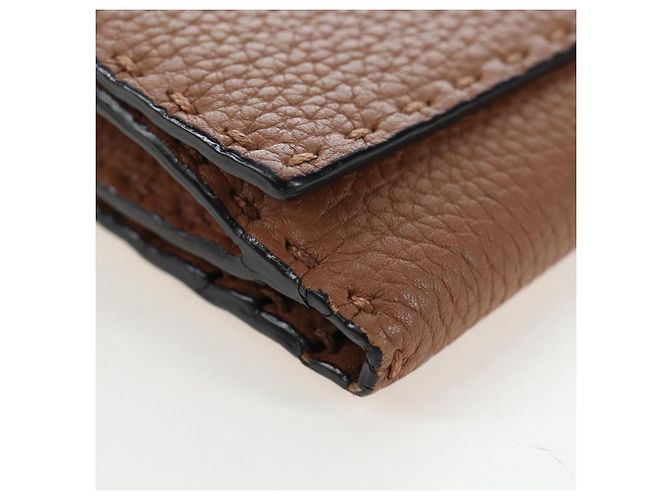 FENDI Seleria Peek A Boo Long Wallet Leather Brown Silver Auth bs36174A Braun Silber - Ansicht 14