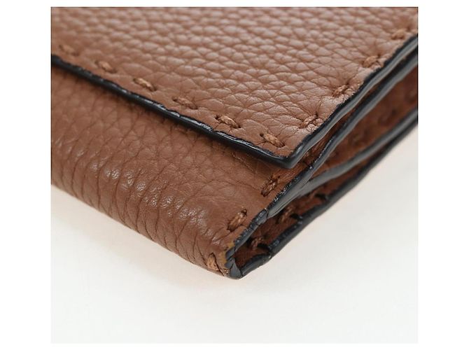 FENDI Seleria Peek A Boo Long Wallet Leather Brown Silver Auth bs36174A Braun Silber - Ansicht 15