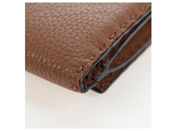 FENDI Seleria Peek A Boo Long Wallet Leather Brown Silver Auth bs36174A Braun Silber - Ansicht 17