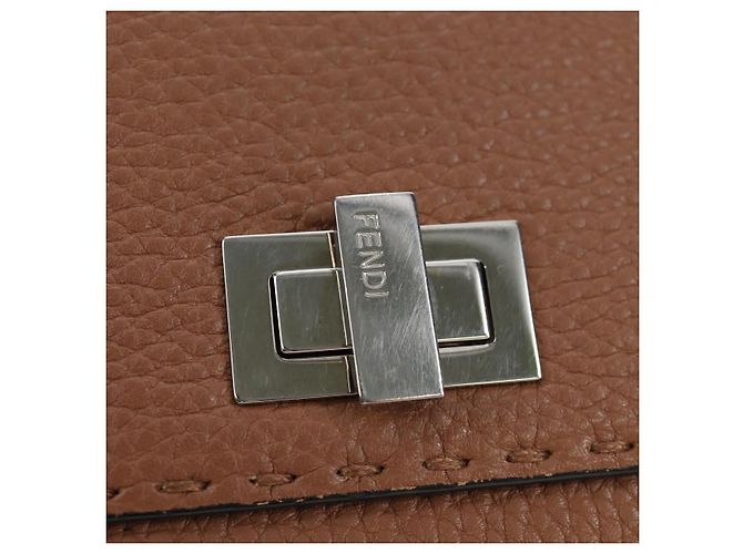 FENDI Seleria Peek A Boo Long Wallet Leather Brown Silver Auth bs36174A Braun Silber - Ansicht 18