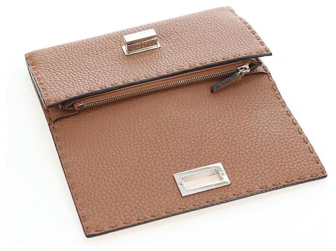FENDI Seleria Peek A Boo Long Wallet Leather Brown Silver Auth bs36174A Braun Silber - Ansicht 19