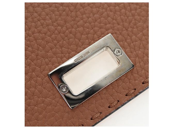 FENDI Seleria Peek A Boo Long Wallet Leather Brown Silver Auth bs36174A Braun Silber - Ansicht 20