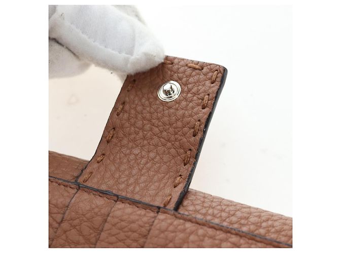 FENDI Seleria Peek A Boo Long Wallet Leather Brown Silver Auth bs36174A Braun Silber - Ansicht 28