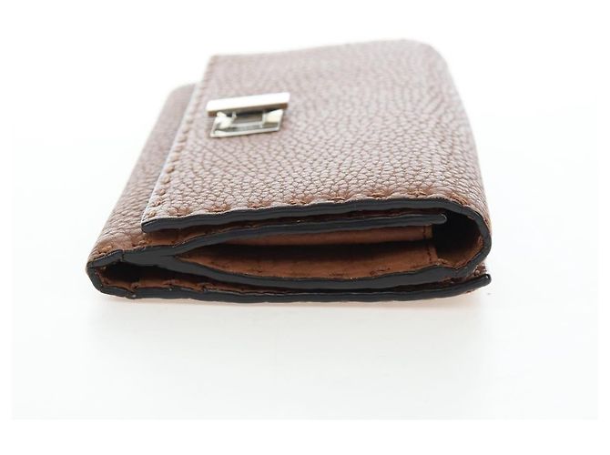 FENDI Seleria Peek A Boo Long Wallet Leather Brown Silver Auth bs36174A Braun Silber - Ansicht 4