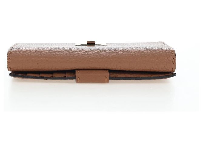 FENDI Seleria Peek A Boo Long Wallet Leather Brown Silver Auth bs36174A Braun Silber - Ansicht 5