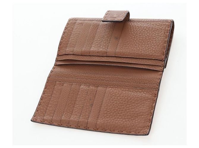 FENDI Seleria Peek A Boo Long Wallet Leather Brown Silver Auth bs36174A Braun Silber - Ansicht 8