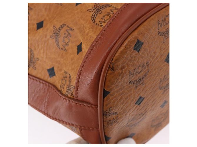 Borsa a tracolla MCM Vicetos in pelle marrone oro Auth bs35784 D'oro - vista 12