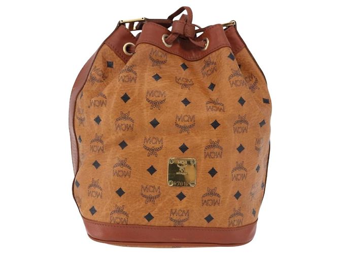 Borsa a tracolla MCM Vicetos in pelle marrone oro Auth bs35784 D'oro - vista 2