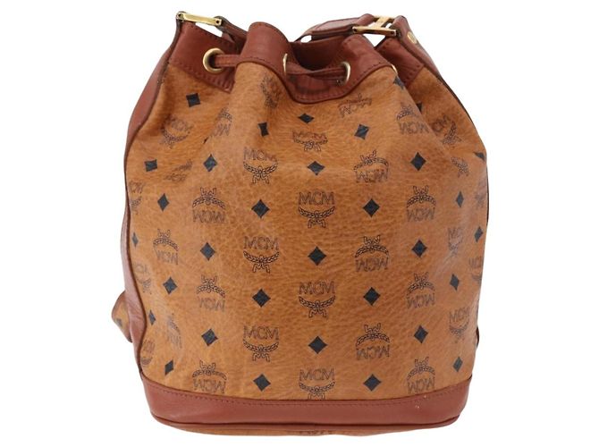 Borsa a tracolla MCM Vicetos in pelle marrone oro Auth bs35784 D'oro - vista 3