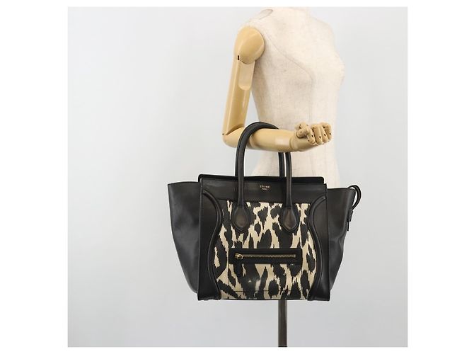 Céline Borsa CELINE Luggage in tela nero e oro Auth 191825V D'oro - vista 26